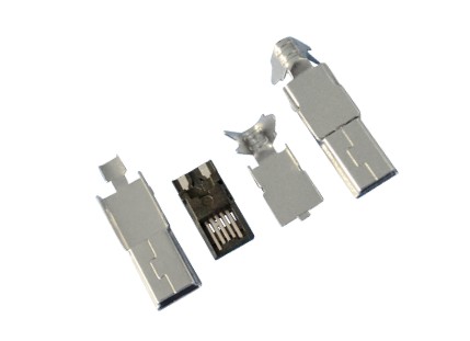 MINI USB 5P公超薄 B型前五后二2-3短路